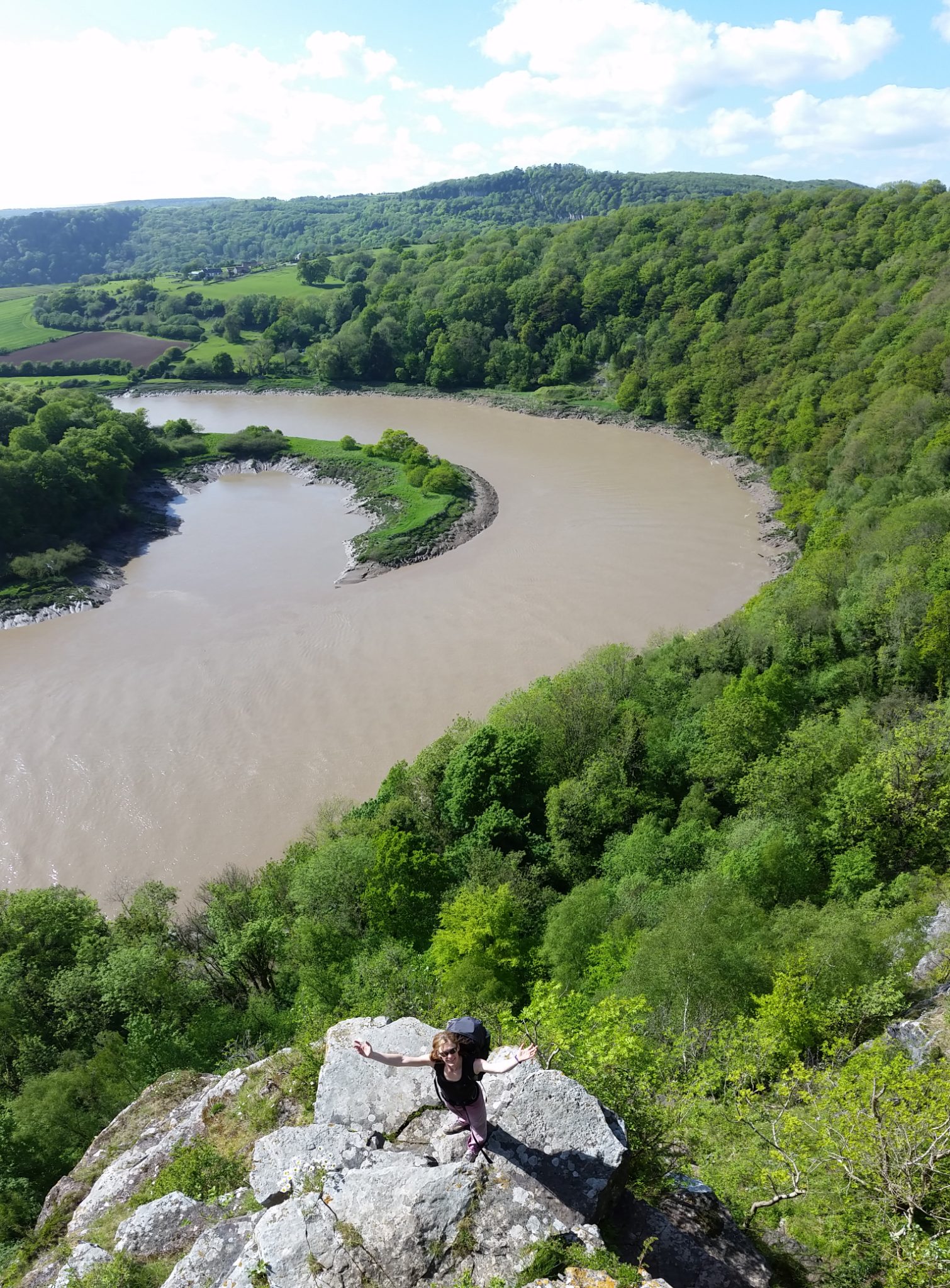 View down to a loop of the River Wye from the top of Wintour’s Leap
