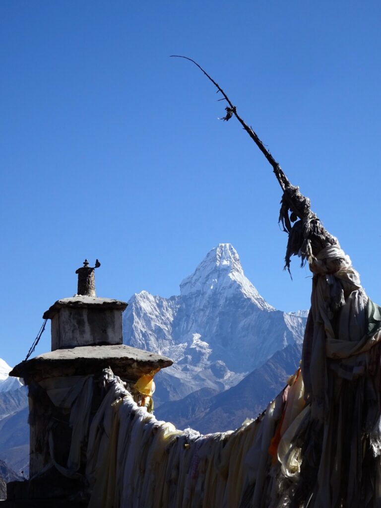 Ama Dablam rising behind a stupa on the Everest Base Camp trek