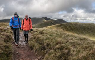 Walkers on the ridge path towards Pen y Fan