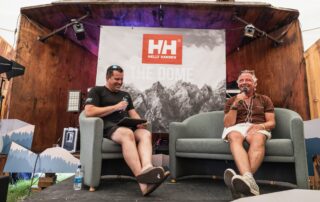 Dave Talbot hosting a guest interview on the Helly Hansen Dome Stage at ABR Festival 2026