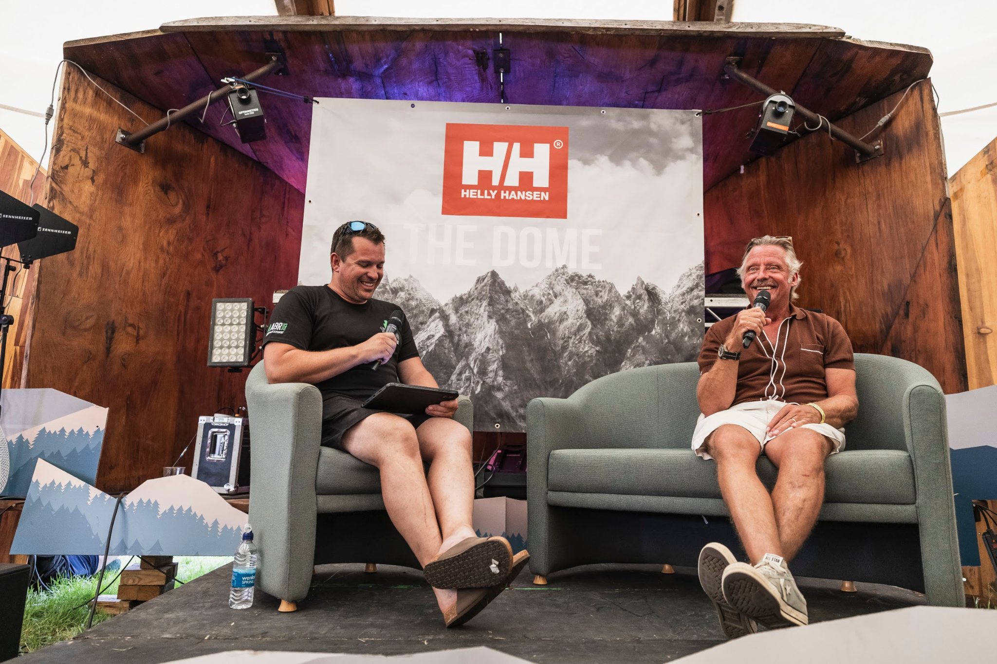 Dave Talbot hosting a guest interview on the Helly Hansen Dome Stage at ABR Festival 2026